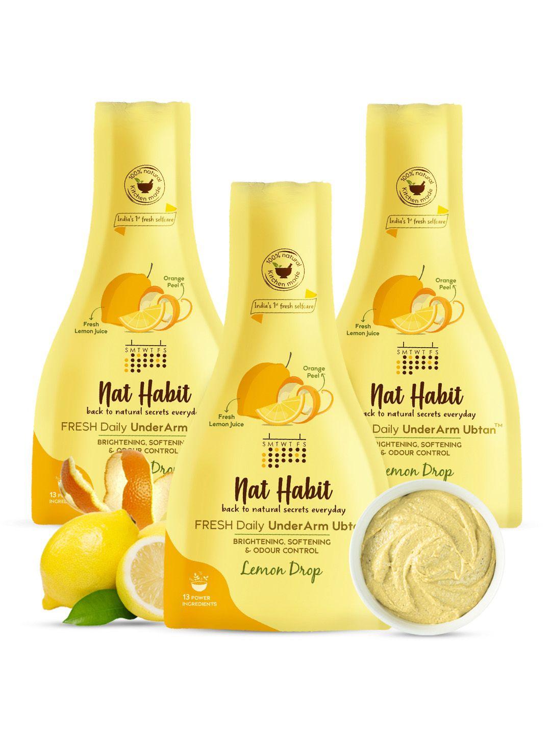 nat habit set of 3 lemon drop underarm ubtan with orange peel & lemon juice - 40 ml each