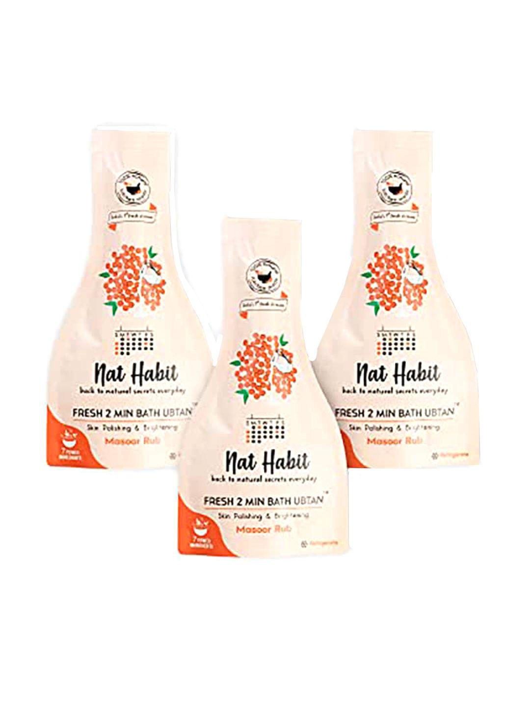 nat habit set of 3 masoor rub bath ubtan for skin polishing & brightening 80 g (each)