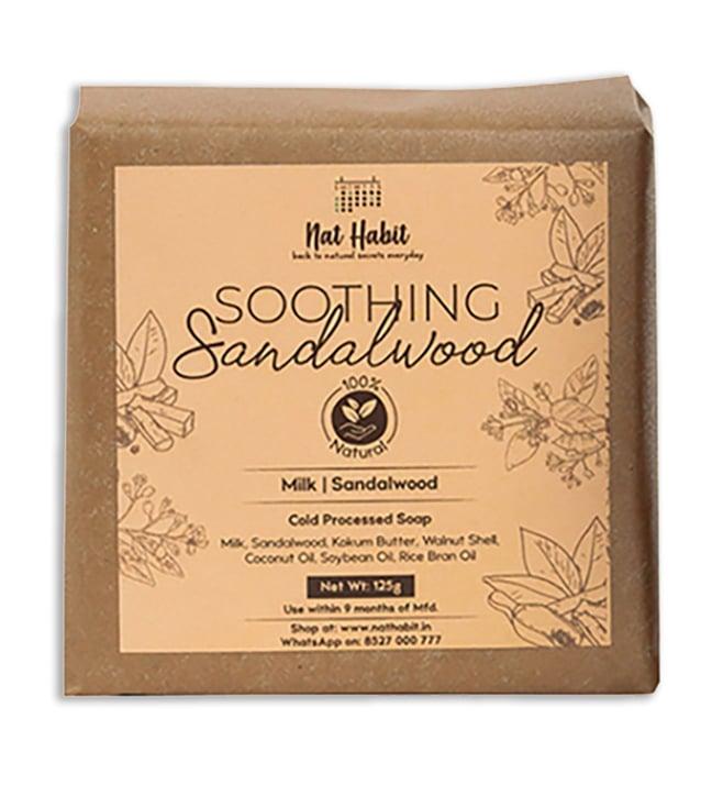 nat habit soothing sandalwood cold processed soap - 125 gm