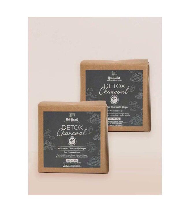 nat habit cold processed detox charcoal soap pack of 2 - 250 gm