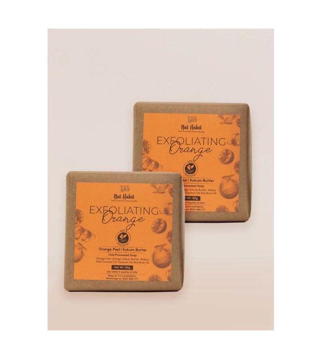 nat habit cold processed exfoliating orange soap pack of 2 - 250 gm