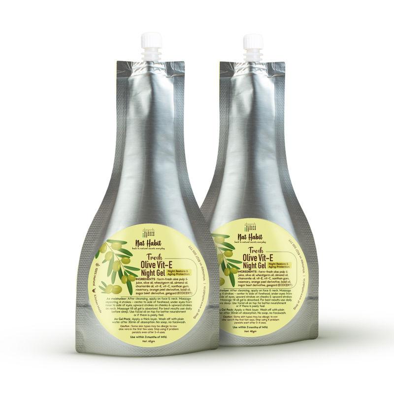 nat habit fresh olive vit-e night gel for night restore & aging protection - pack of 2