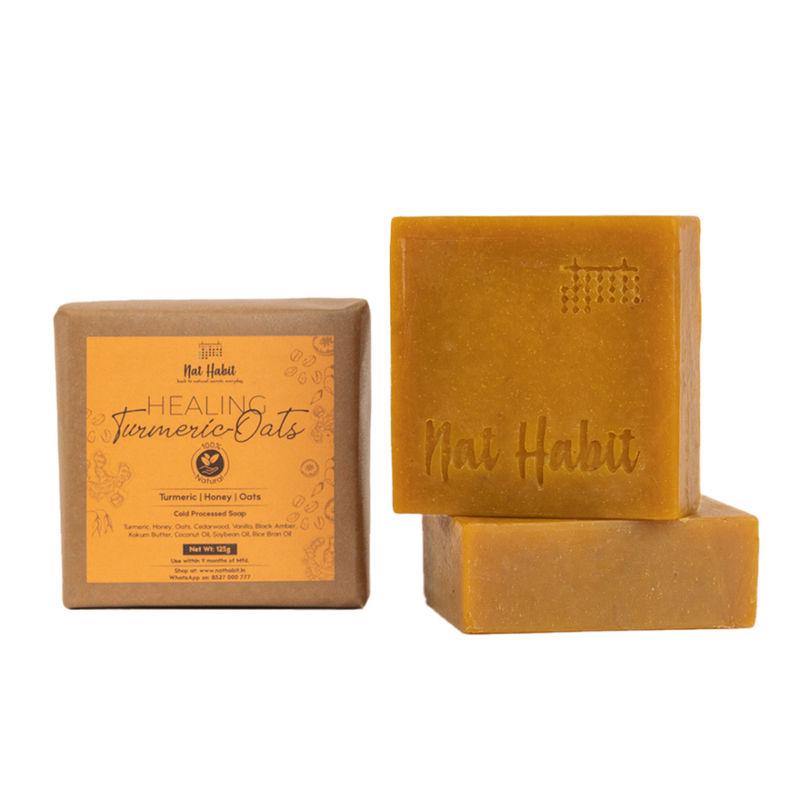 nat habit healing turmeric oats cold processed soap - pack of 2