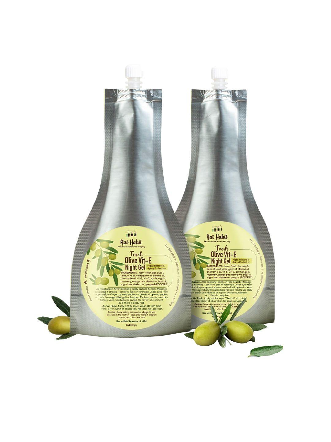 nat habit set of 2 fresh olive vit-e night gel for aging protection - 160g