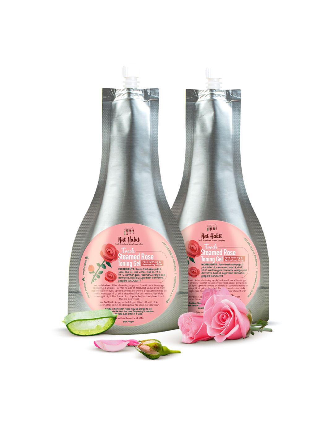nat habit set of 2 fresh steamed rose toning face gel - 40 g each