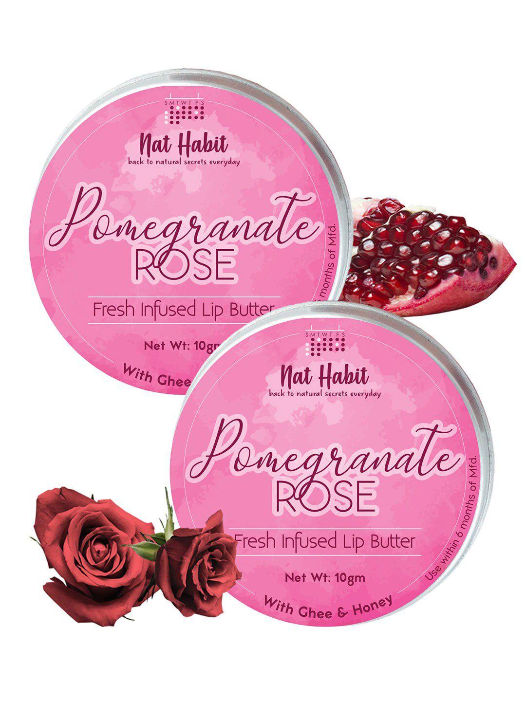 nat habit set of 2 pomegranate rose fresh infused lip butter with ghee & honey - 10 g each