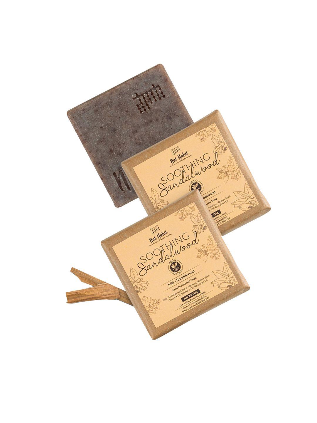nat habit set of 2 sandalwood soothing cold processed soap-125 g (each)