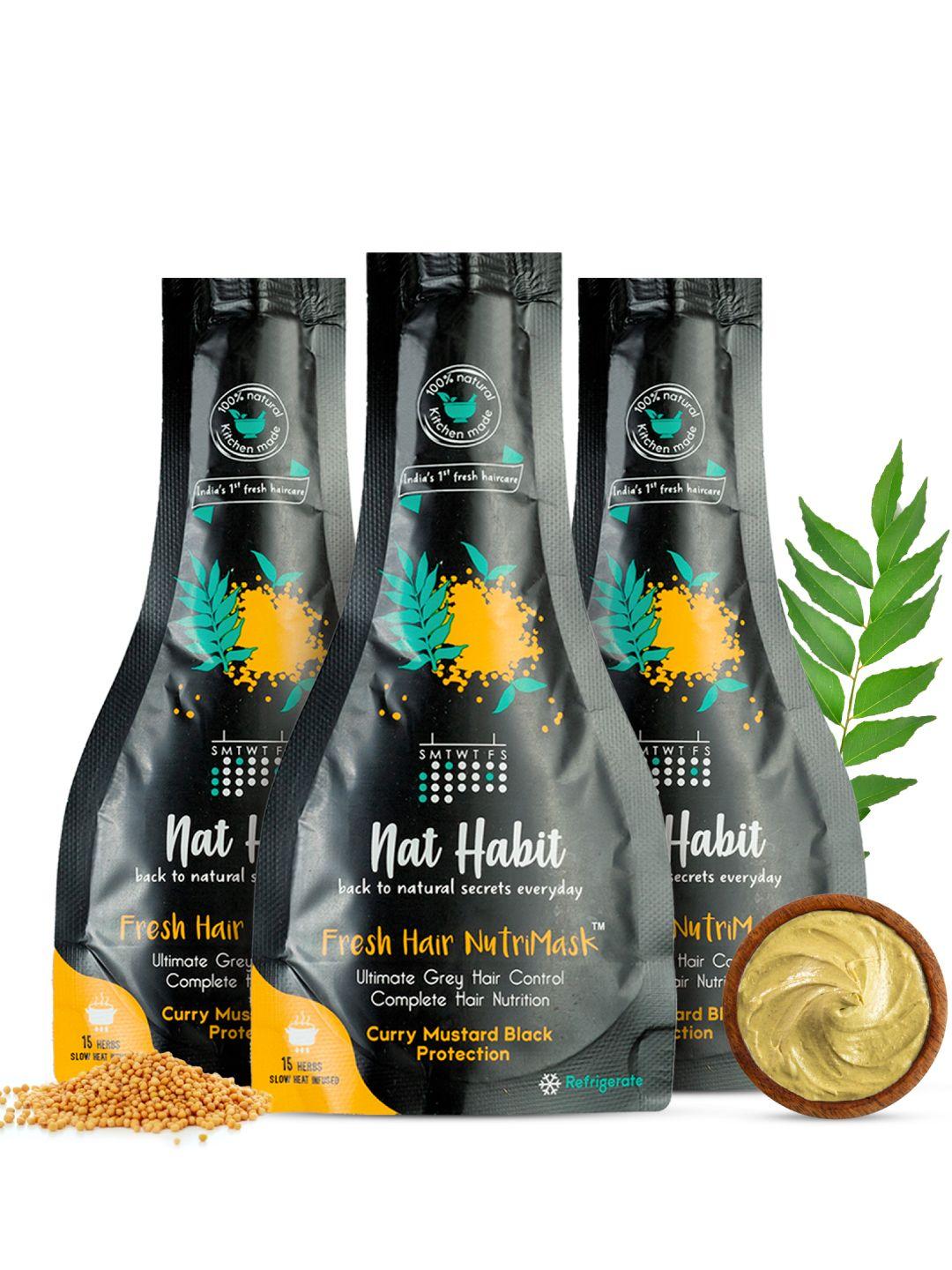 nat habit set of 3 curry mustard fresh hair nutrimask for anti-greying - 40g each