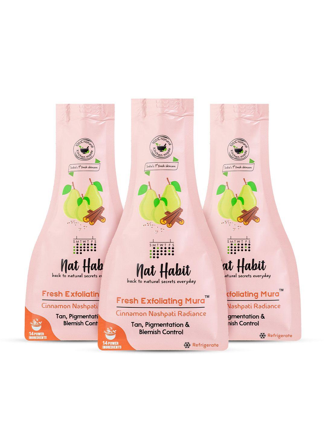 nat habit set of 3 exfoliating mura with cinnamon nashpati radiance face scrub - 25g each