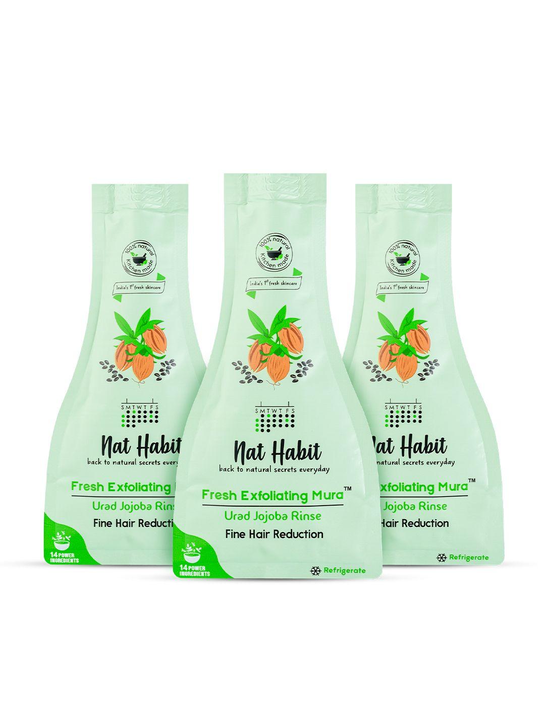 nat habit set of 3 fresh exfoliating mura urad jojoba rinse face scrub - 25 g each