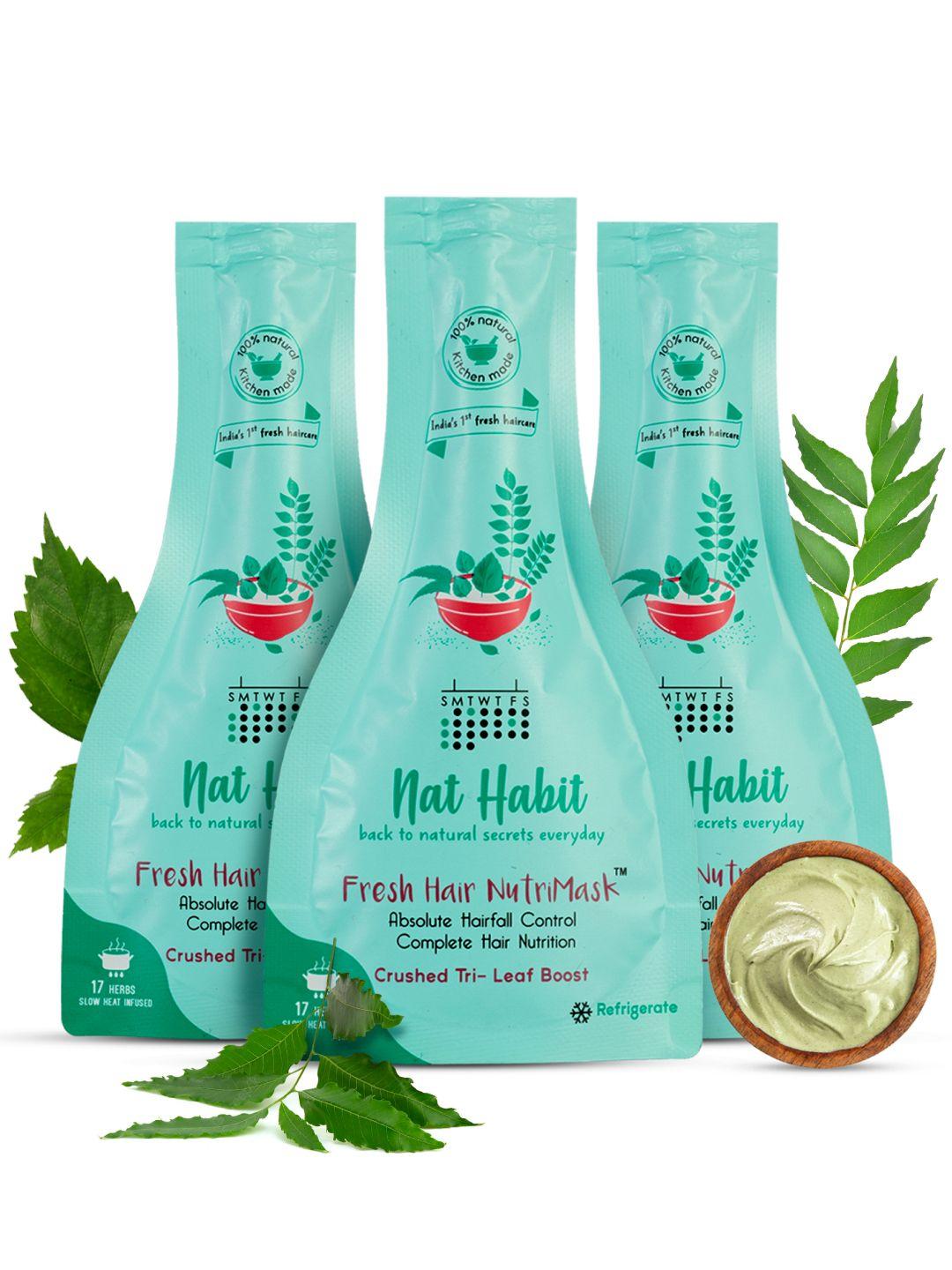nat habit set of 3 tri-leaf fresh hair nutrimask for hairfall control - 40g each