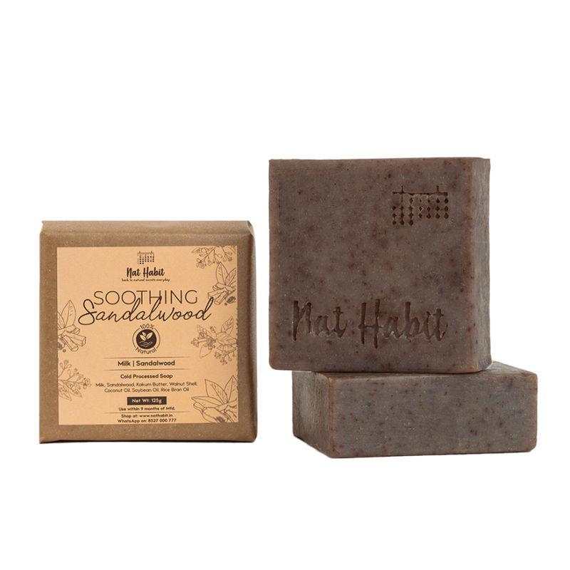 nat habit soothing sandalwood cold processed soap - pack of 2