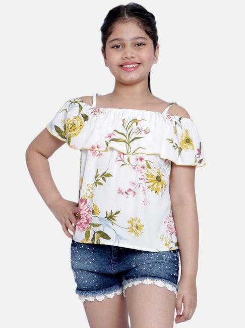 natilene kids multicolor floral print top