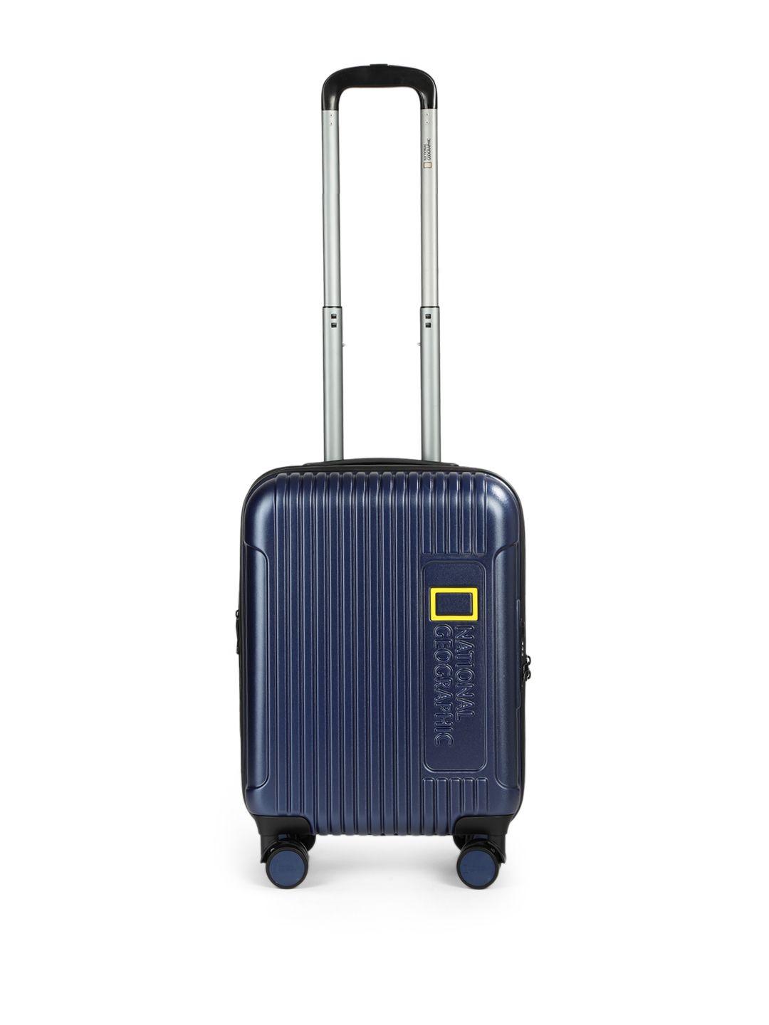 national geographic navy blue compact trolley cabin suitcase