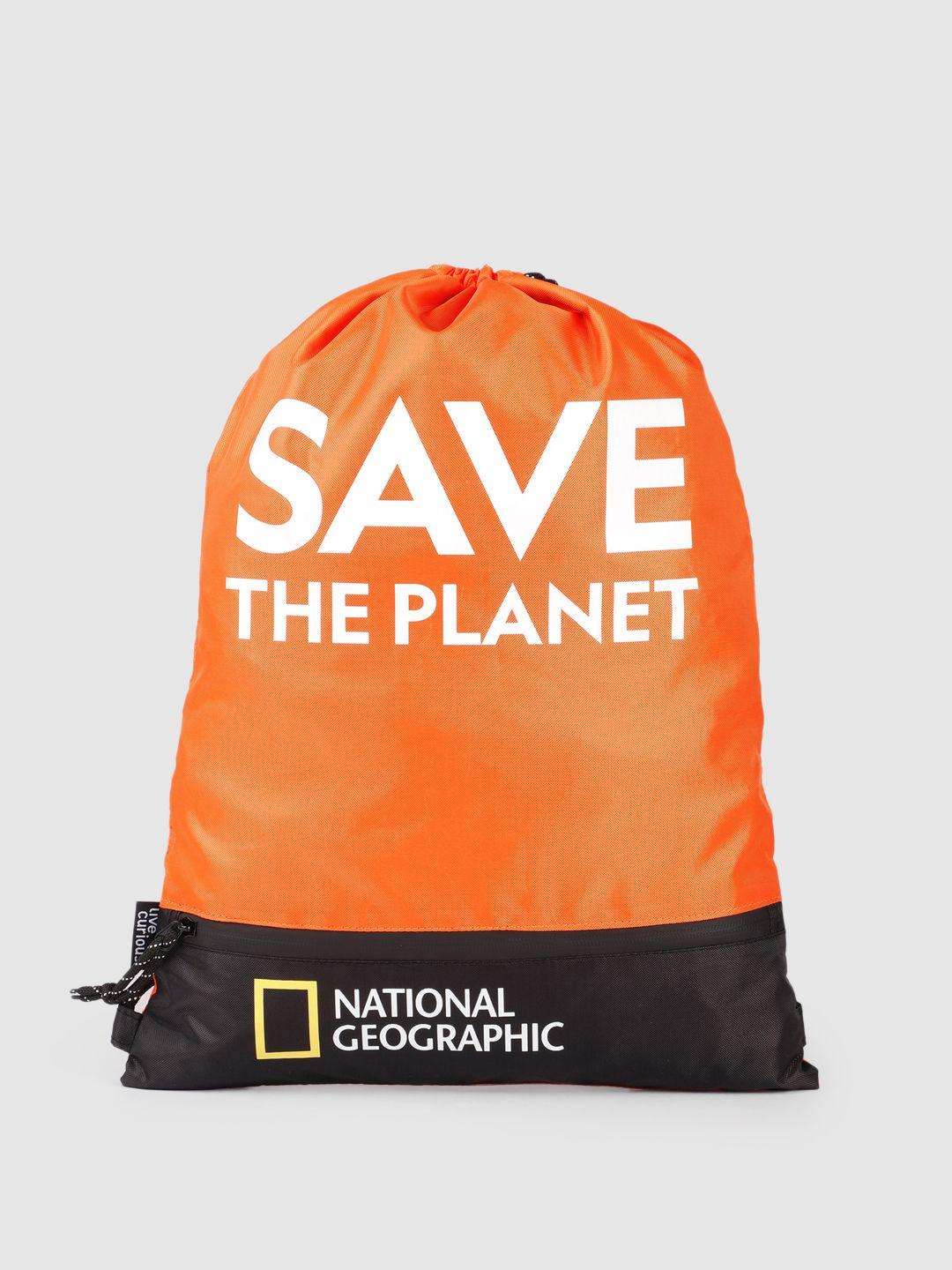 national geographic unisex orange typography backpack