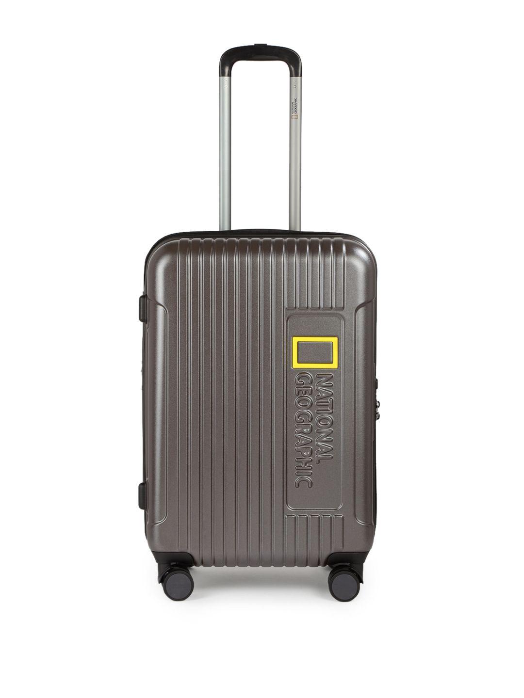 national geographic gunmetal-toned 4 wheels medium check-in luggage