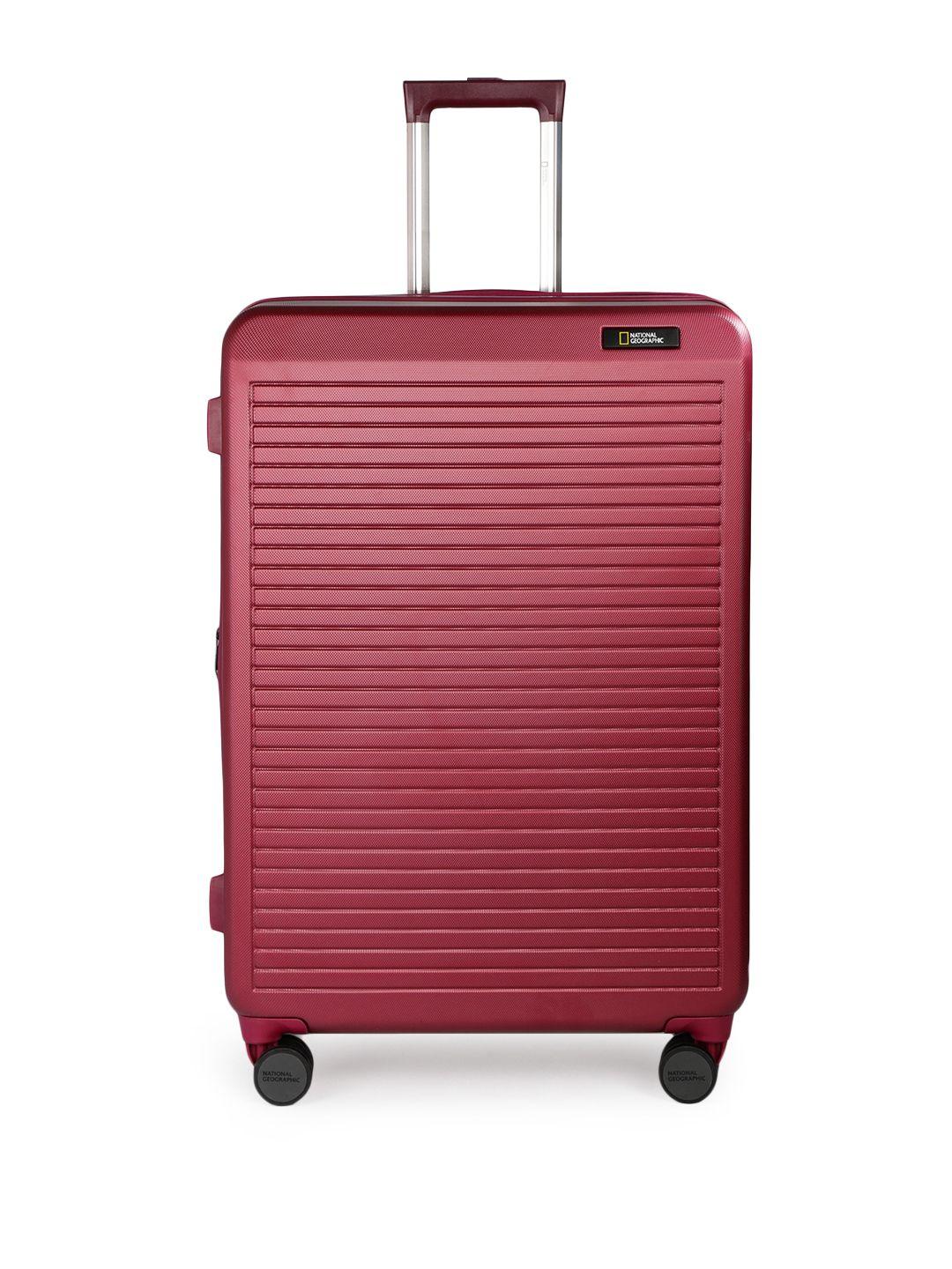 national geographic maroon pulse solid large trolley suitcase