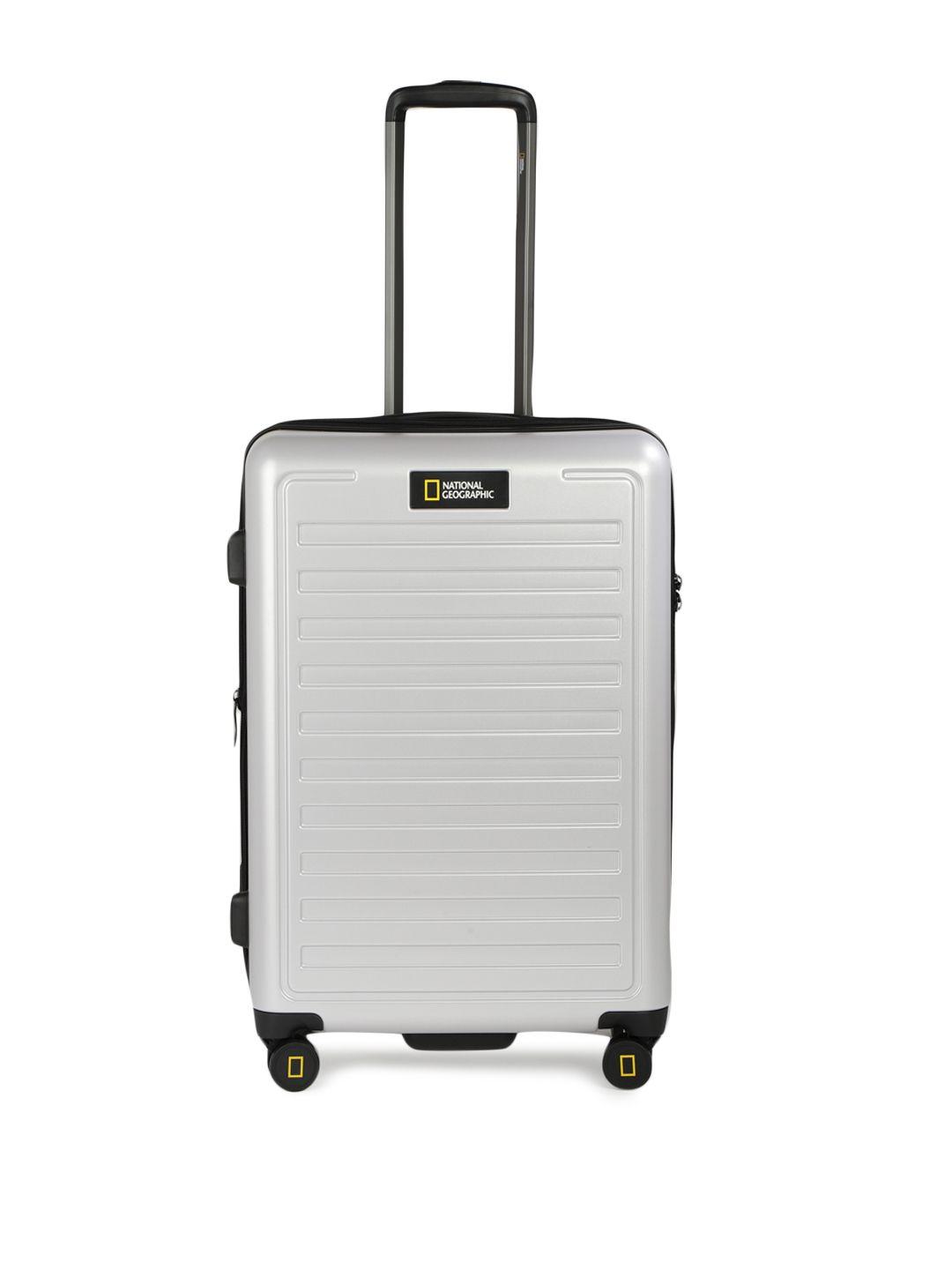 national geographic silver-toned 4 wheels medium check-in luggage