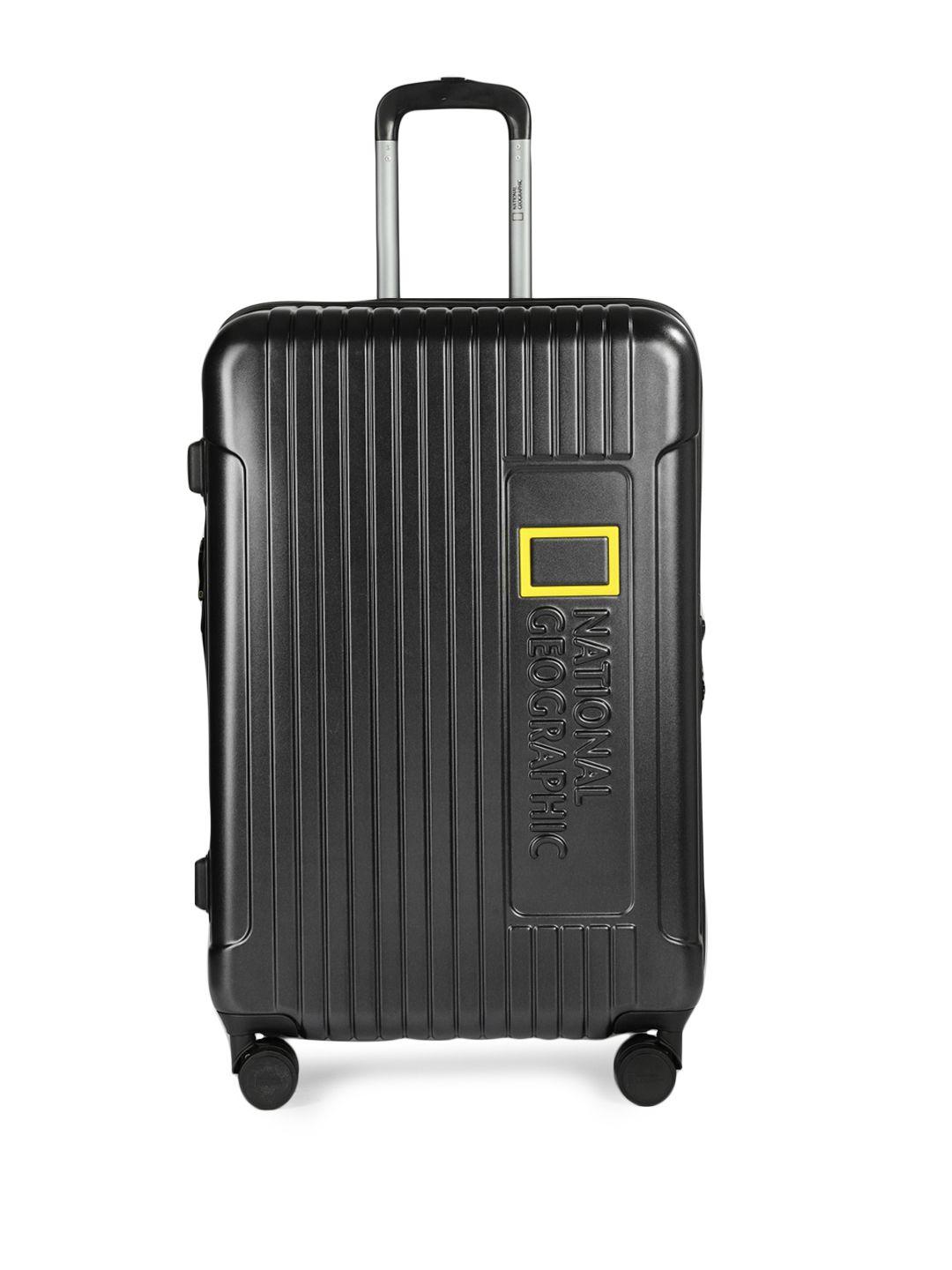 national geographic unisex black textured large hard trolley bag