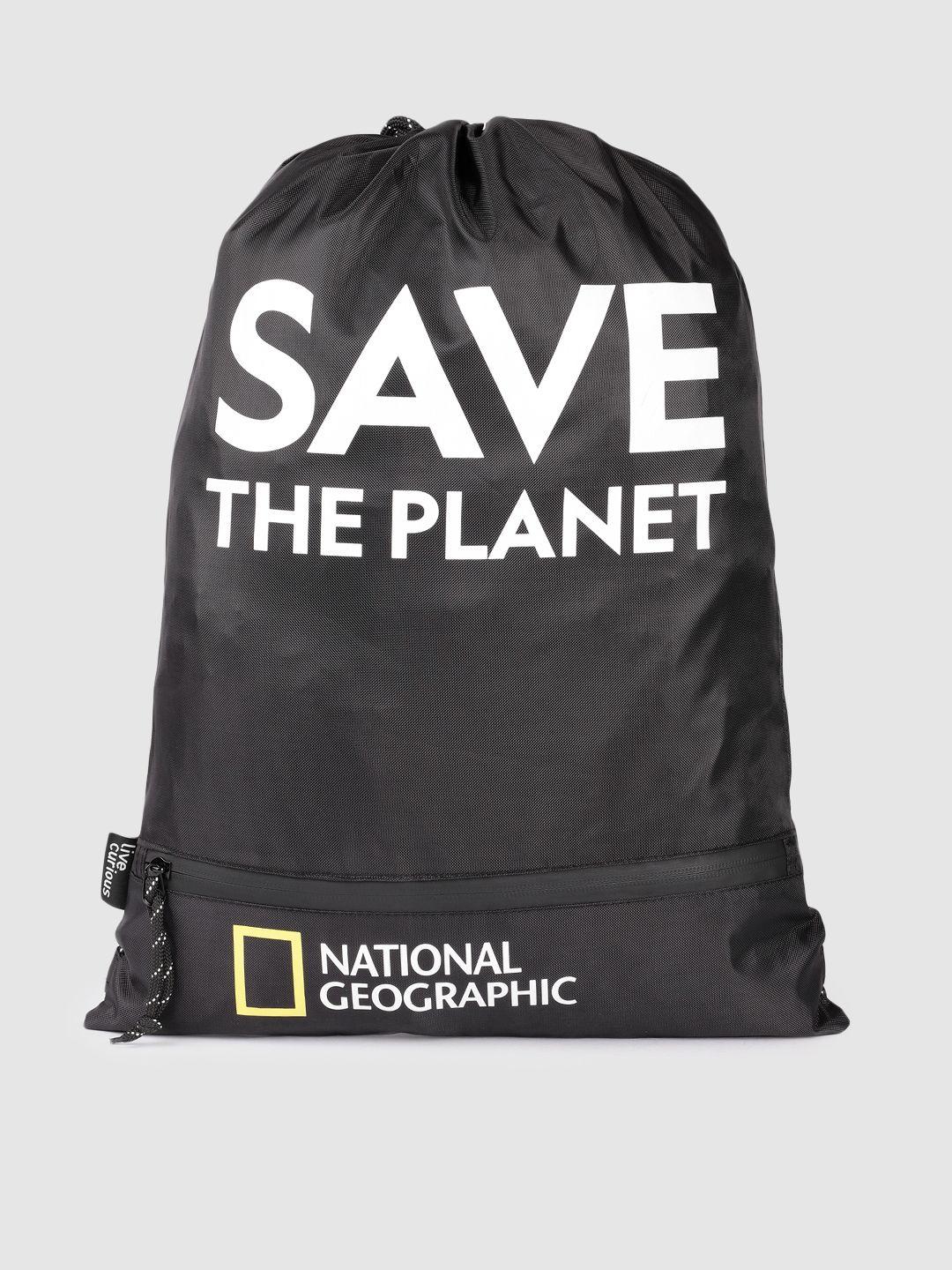 national geographic unisex black typography backpack