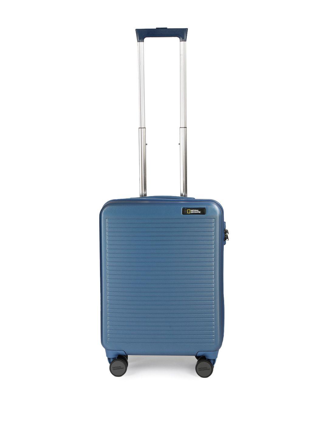 national geographic unisex blue patterned pulse 41 l small trolley suitcase