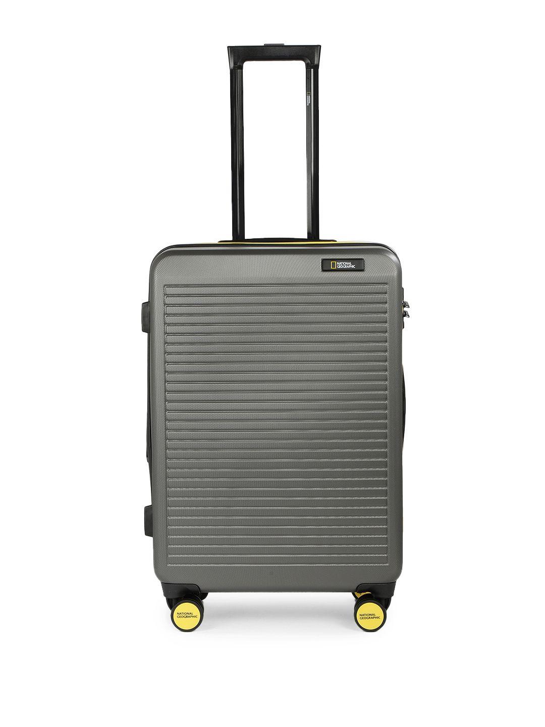 national geographic unisex grey patterned pulse 71 l medium trolley suitcase
