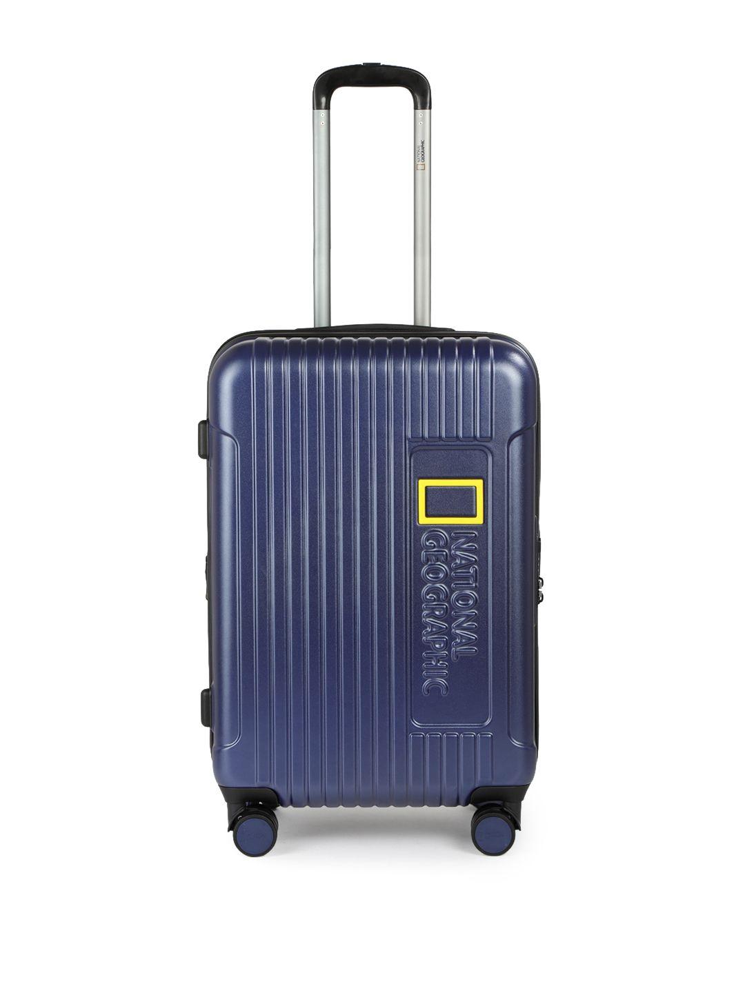 national geographic unisex navy blue patterned canyon 71 l medium trolley suitcase