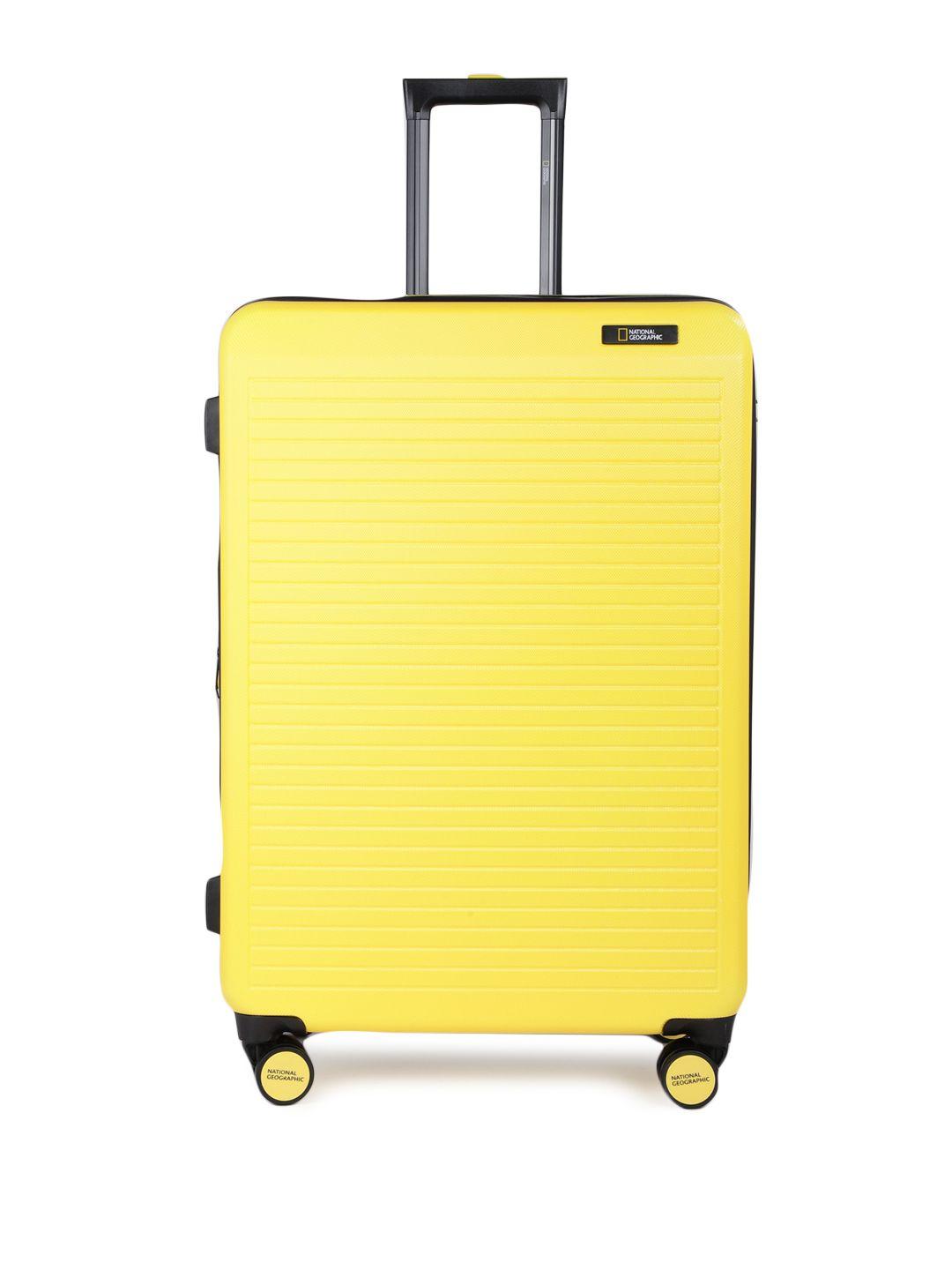 national geographic yellow & black 4 wheels large check-in luggage