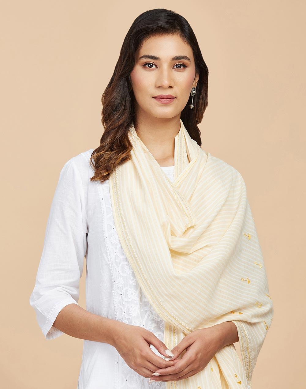 natural cotton desert embroidered stole