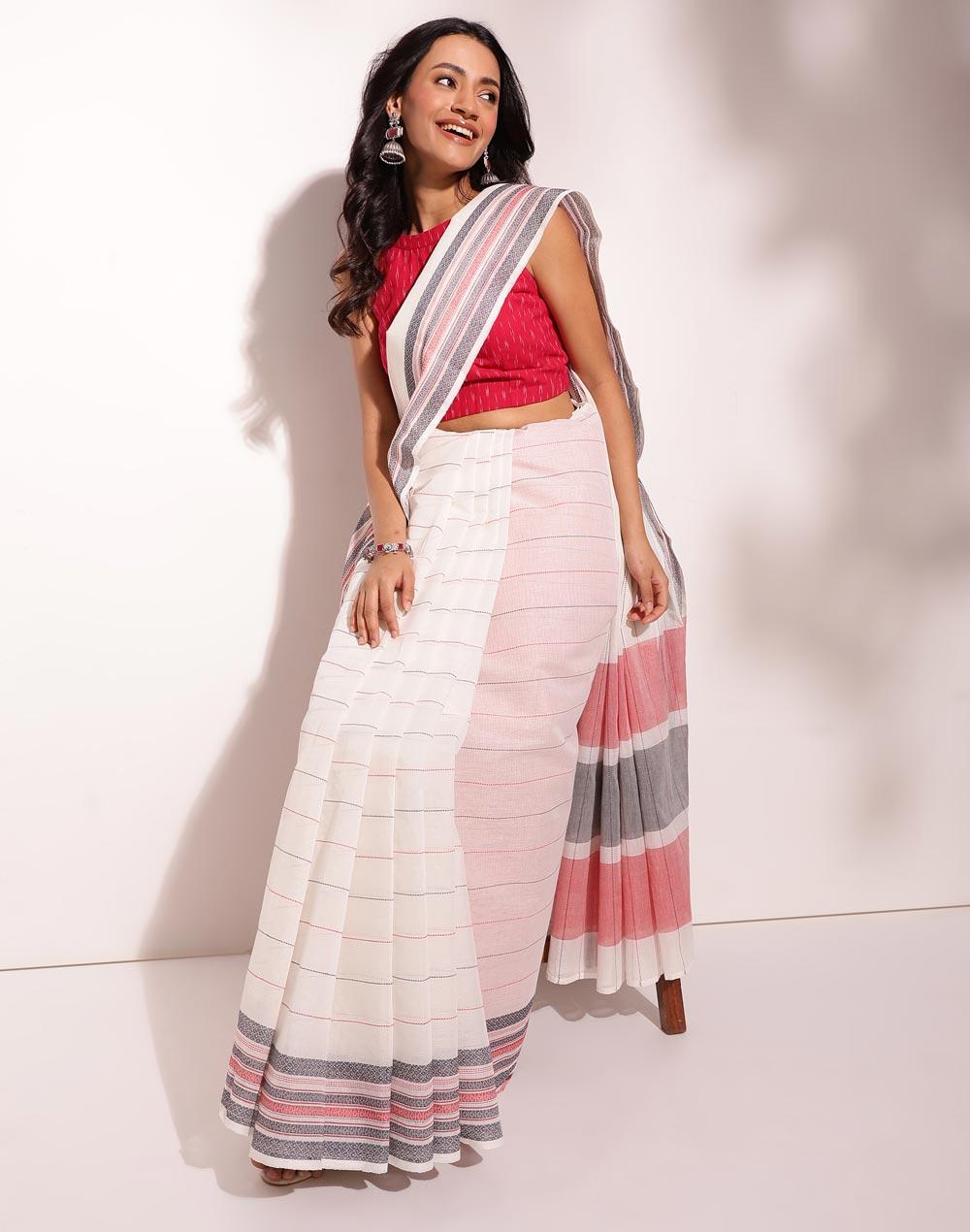 natural cotton woven sari
