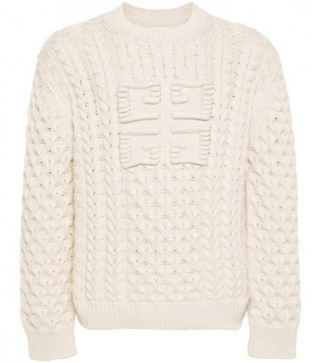 natural logo cable knit sweater