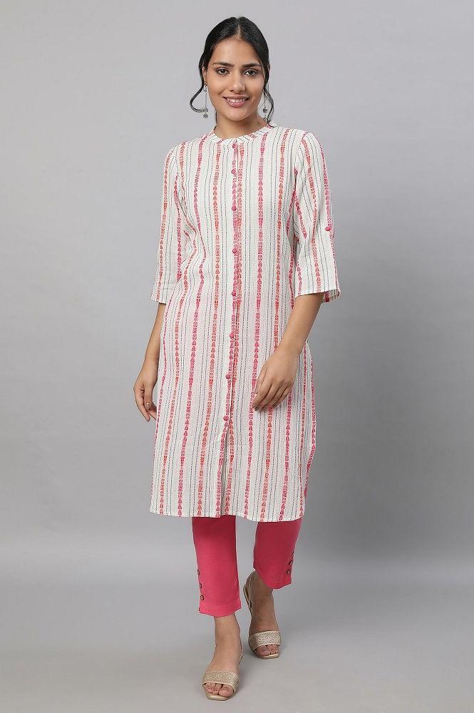 natural printed kurta & trousers set