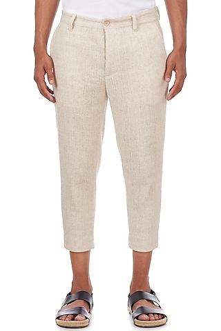 natural beige crinkle trousers