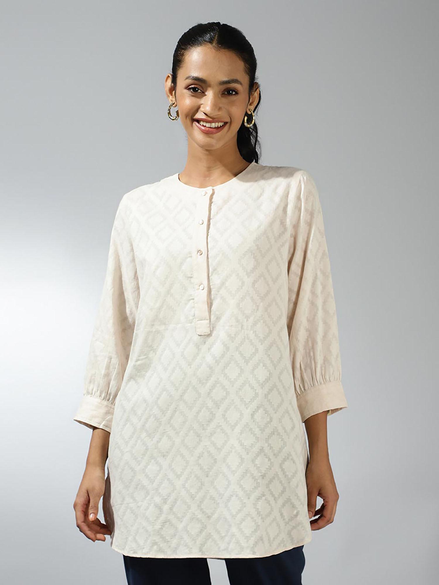 natural cotton cutwork tunic