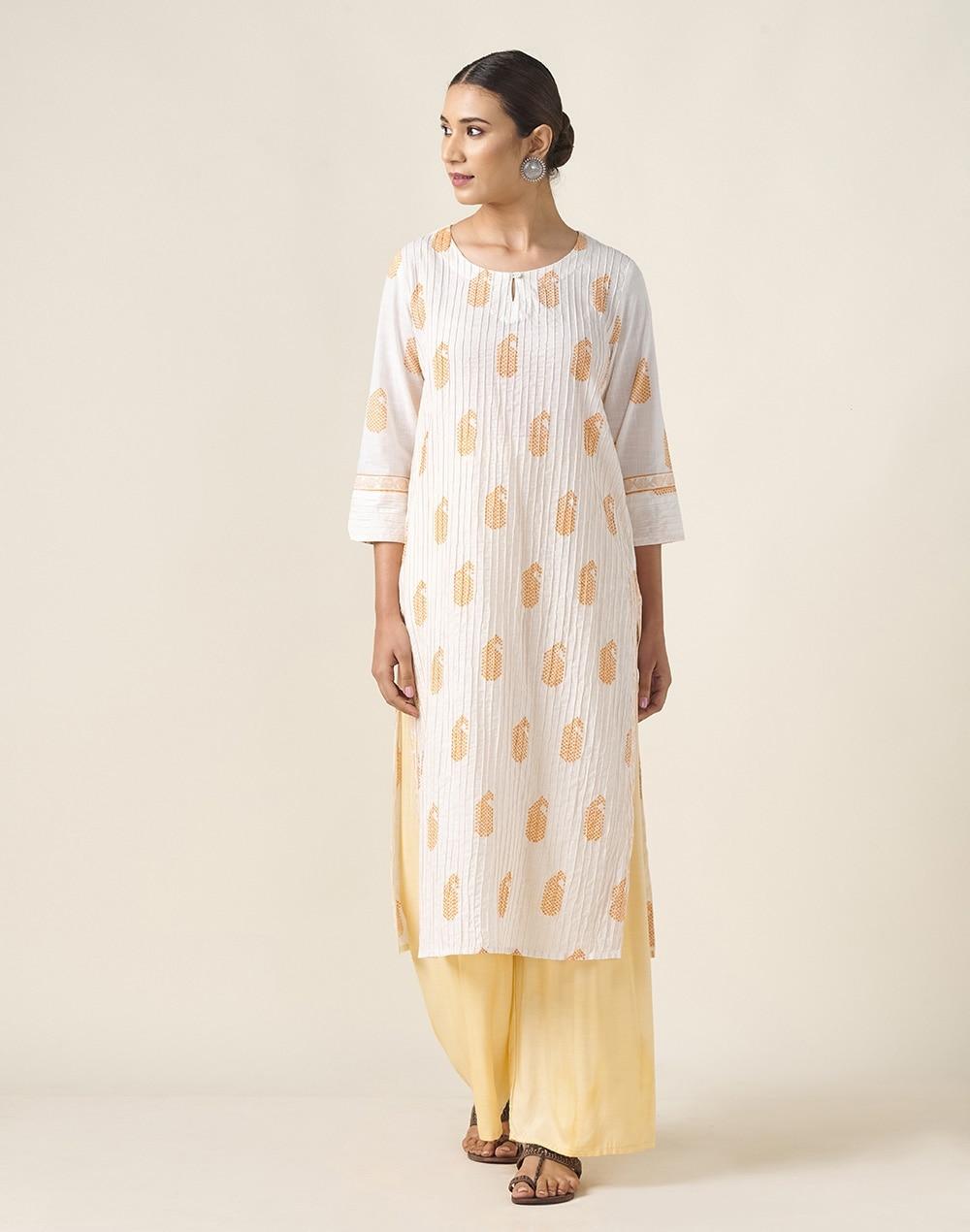 natural cotton hand block print long kurta