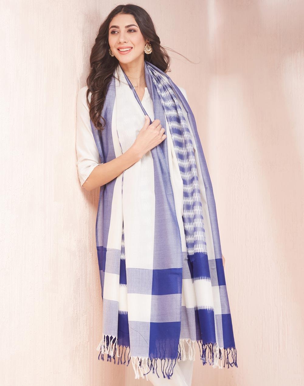 natural cotton ikat dupatta