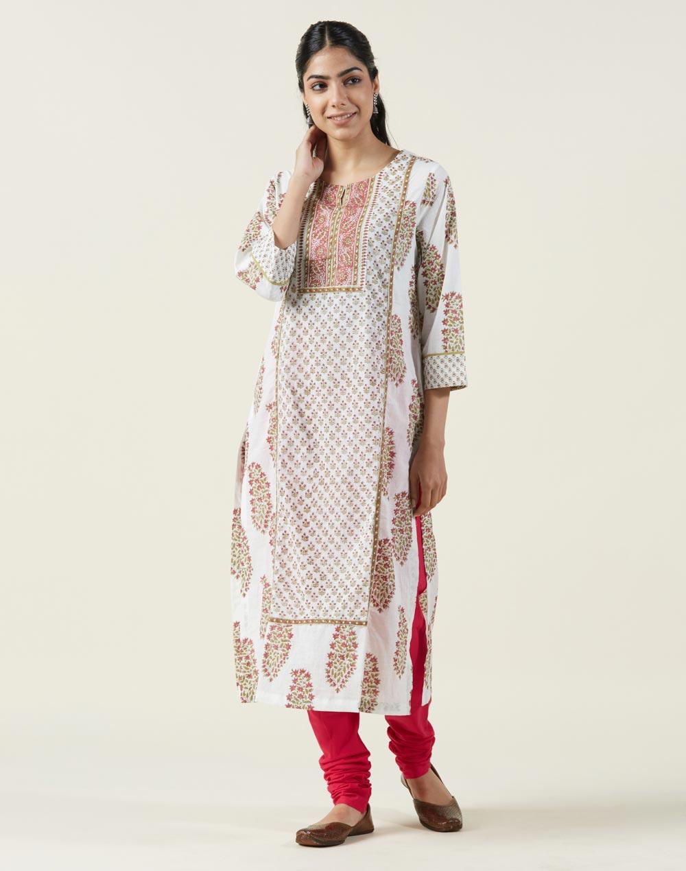 natural cotton printed long kurta