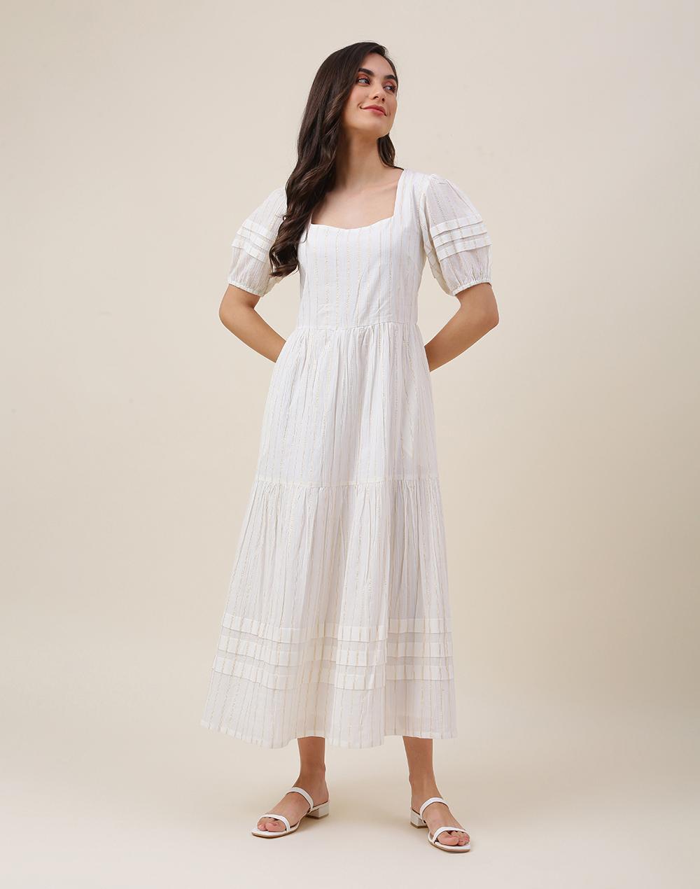 natural cotton printed maxi dress