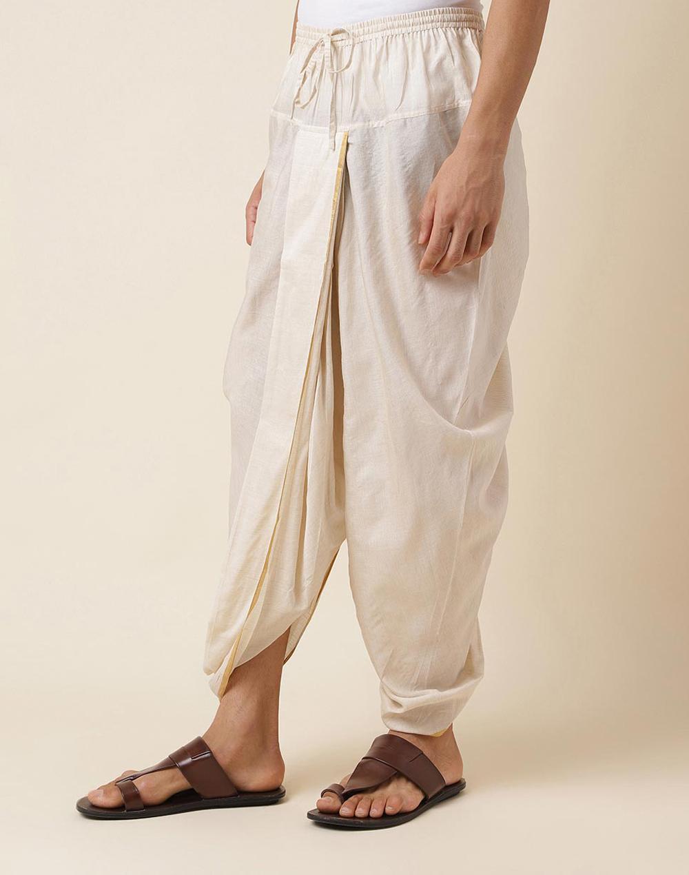 natural cotton silk blend woven dhoti