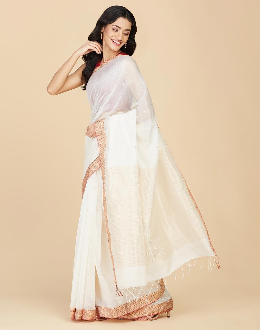 natural cotton silk chanderi  sari