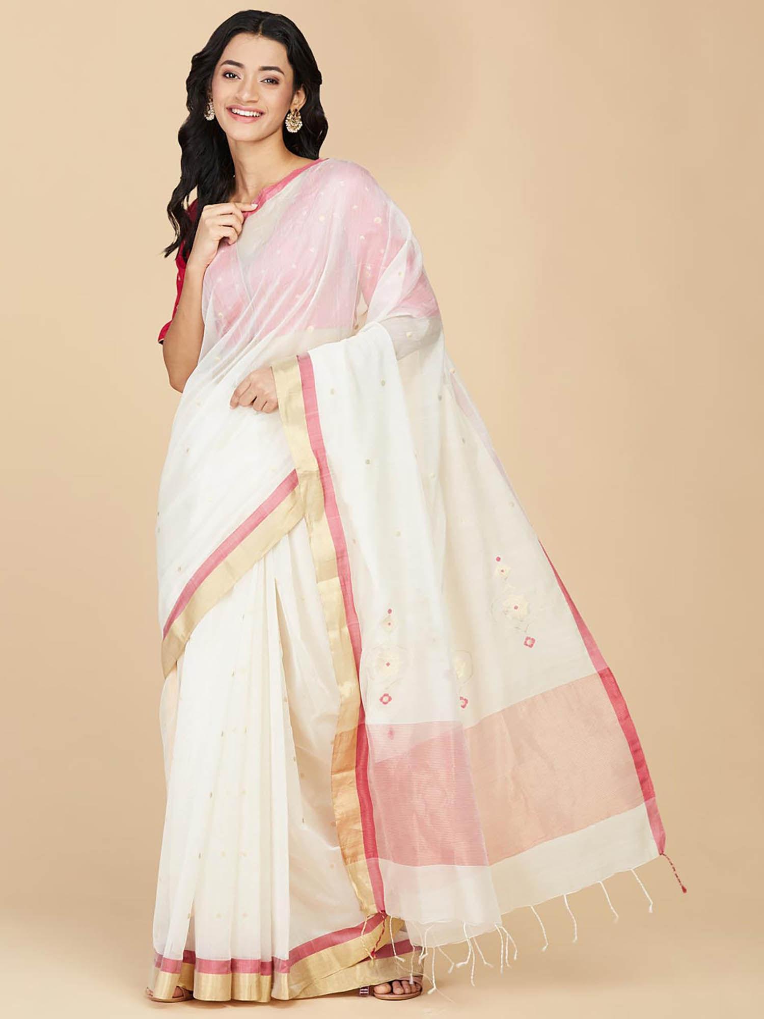 natural cotton silk chanderi saree without blouse