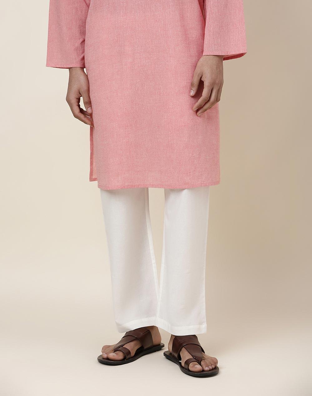 natural cotton straight leg pyjama with elasticated waist