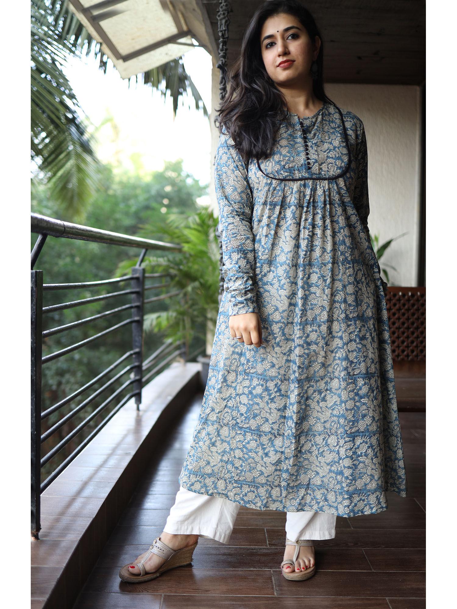 natural dyed kalamkari chudi sleeve kurta