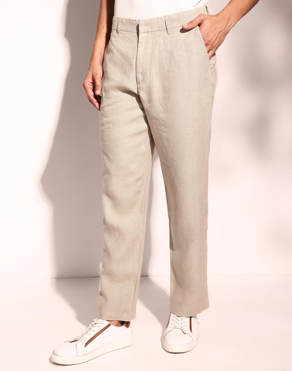 natural linen full length regular pant