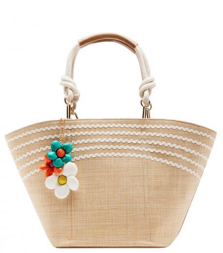 natural puffy flowers large tote