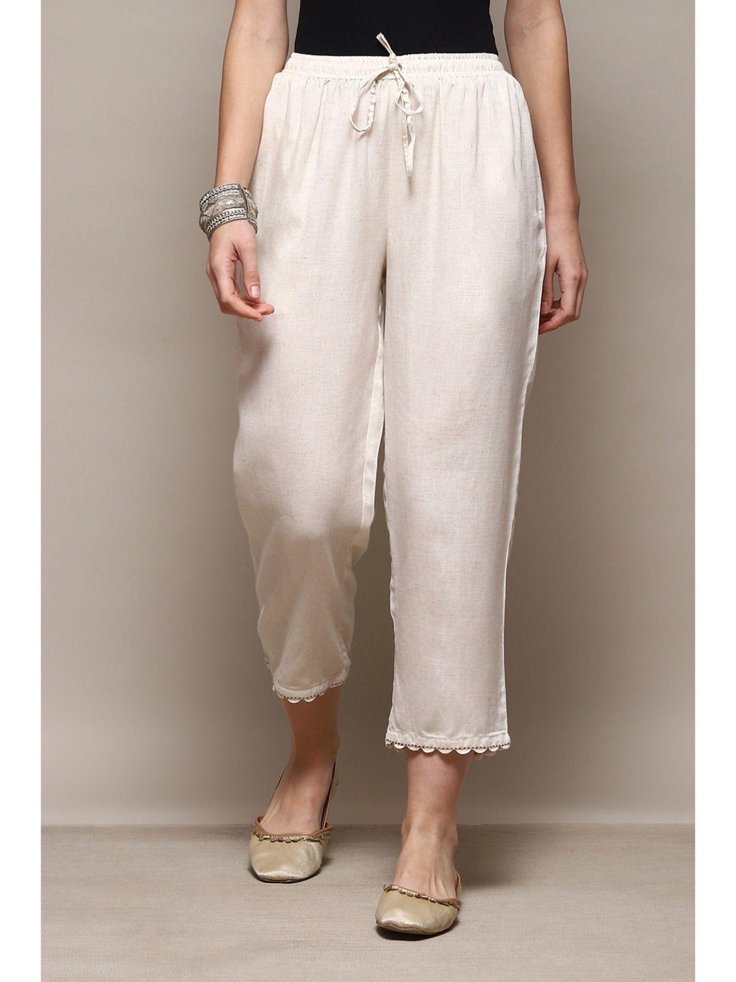 natural rayon flex solid ankle palazzo