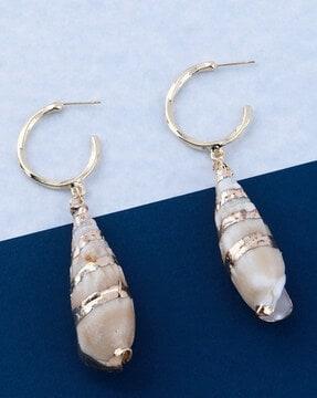 natural shell dangler earrings