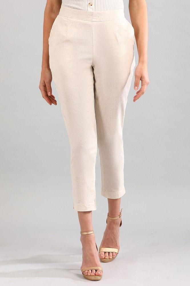 natural solid trousers