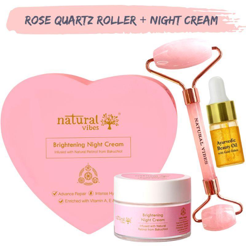 natural vibes night cream with natural retinol + rose face roller