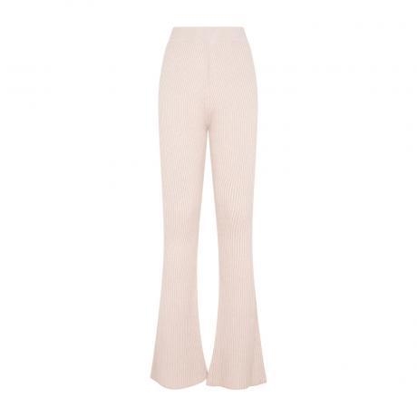 natural wool flare knit rib pant